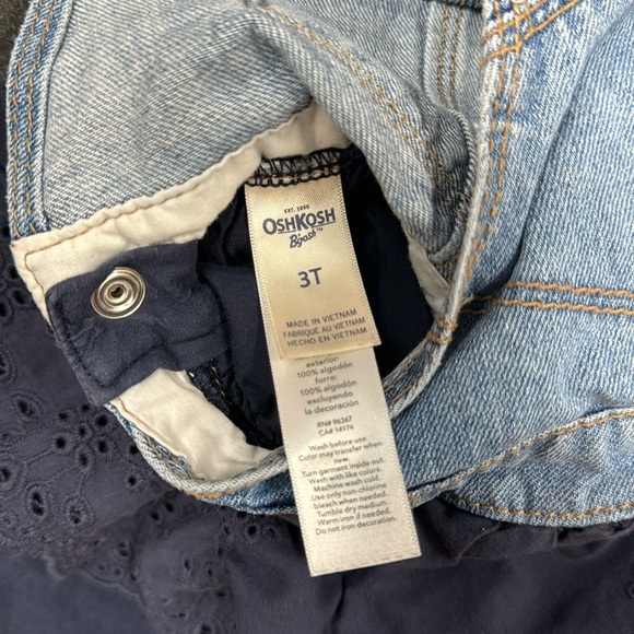 OshKosh B'Gosh Baby Girls' World's Best Dress Overalls, blue eyelet, 3T - Picture 4 of 6